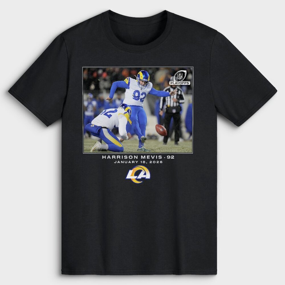 Harrison Mevis Black Los Angeles Rams NFL Flash Features T-Shirt  91